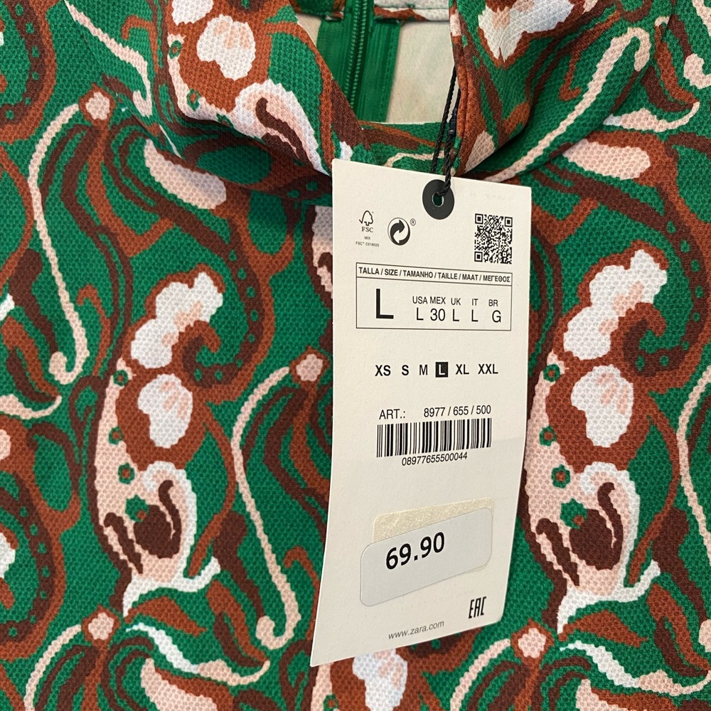 ZARA NWT Mock Neck Jacquard Slit Dress - Picture 5 of 7